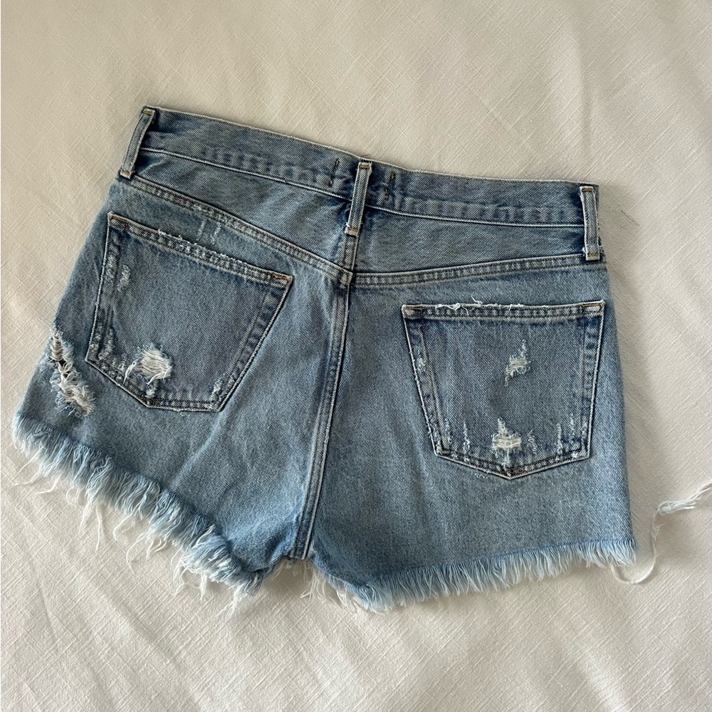 Agolde Blue Distressed Jean Shorts 28 - Picture 4 of 4